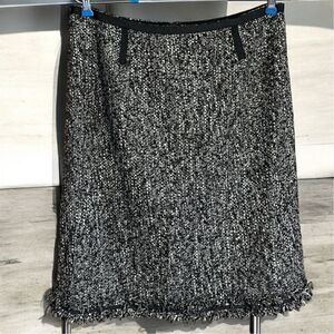 Talbots Petite Women's Black White Tweed Pencil Skirt Size 10P Knee Length Lined